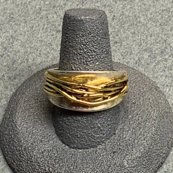 Premier Designs Jewelry - Premier Designs Chunky Ring Size 9 Silver Gold Plated Band Stamped G P Vintage